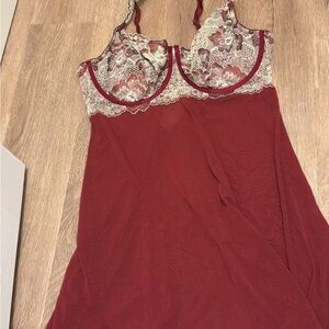 Auden Deep Red Lace Trim Chemise